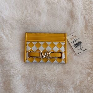 MICHAEL Michael Kors Yellow & White Woven MK Card Case